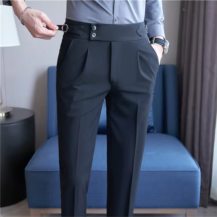 Mason | Men's Double-Pleat High-Waist Trousers, Tailored Tapered Trousers | Animated Apparel