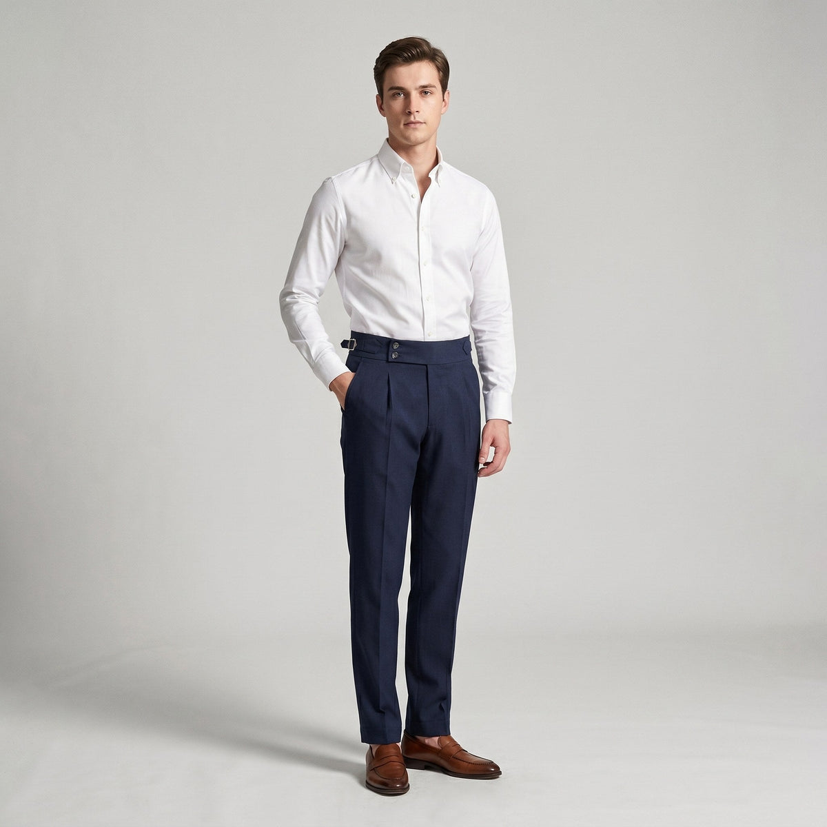 Mason | Men's Double-Pleat High-Waist Trousers, Tailored Tapered Trousers | Animated Apparel | Pink