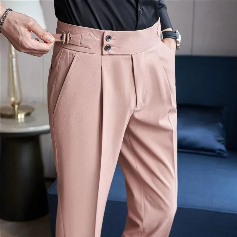 Mason | Men's Double-Pleat High-Waist Trousers, Tailored Tapered Trousers | Animated Apparel