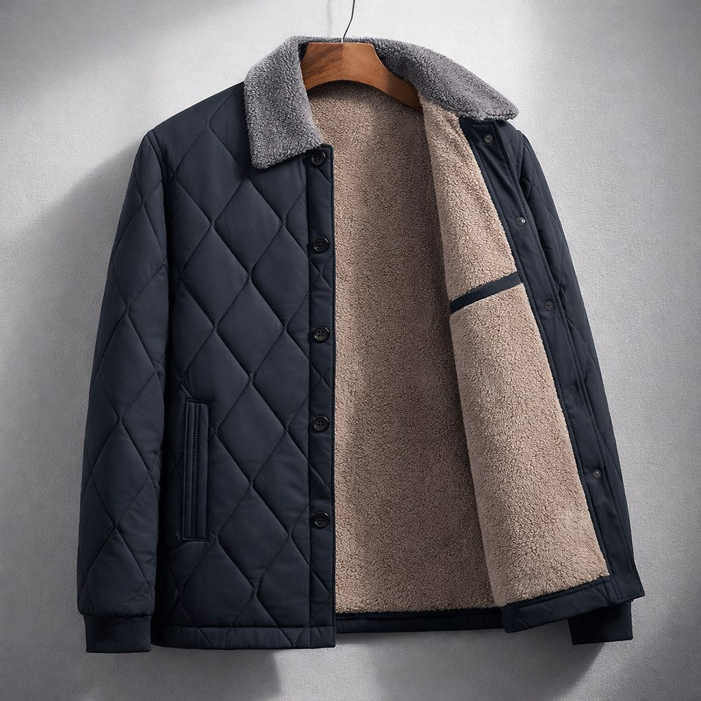 Mason | Men's Quilted Fleece Jacket, Warm Autumn Jacket | Everlasting Boutique | Black