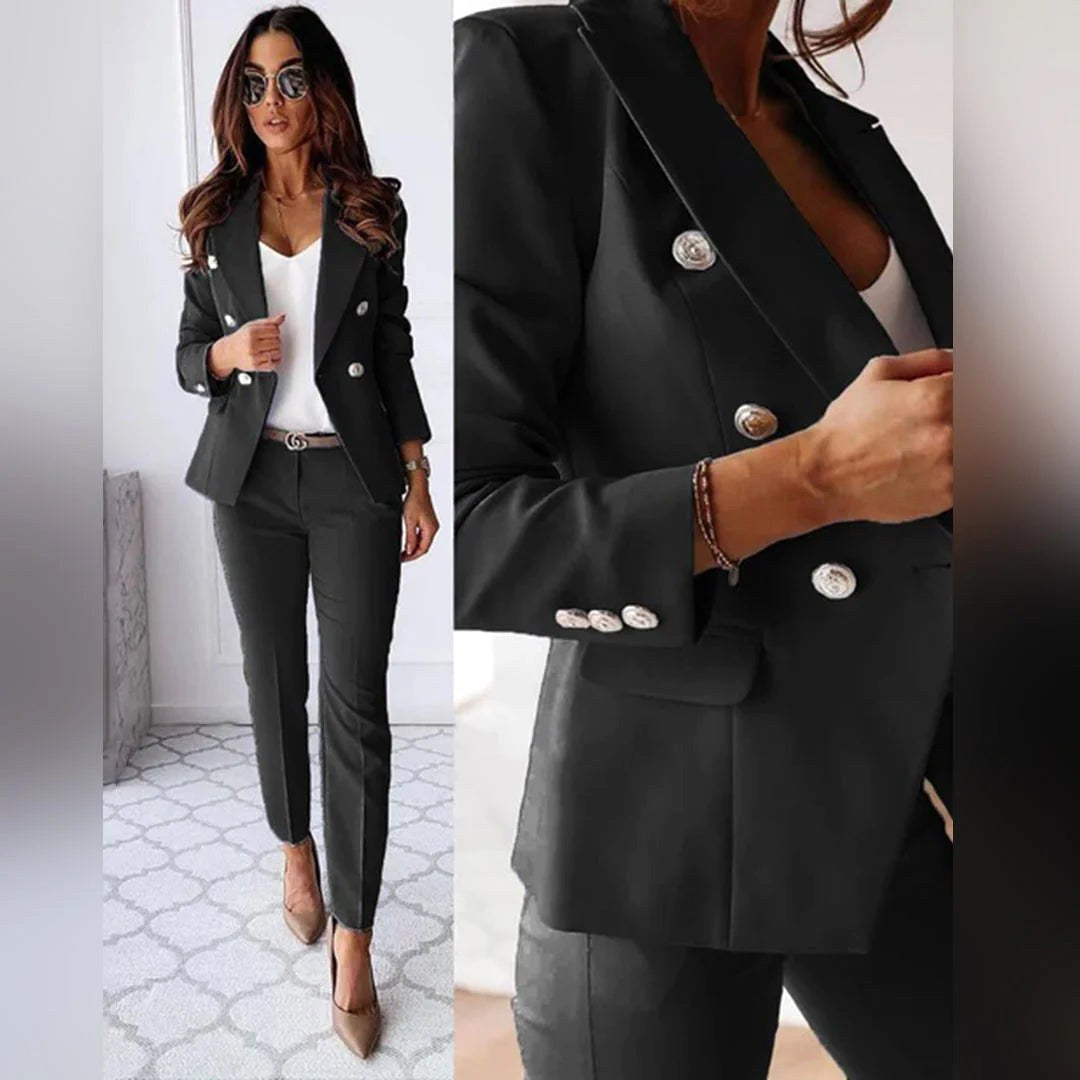 Matilda | Women's Slim-Fit Two-Piece Suit, Double-Breasted Blazer Suit | Everlasting Boutique