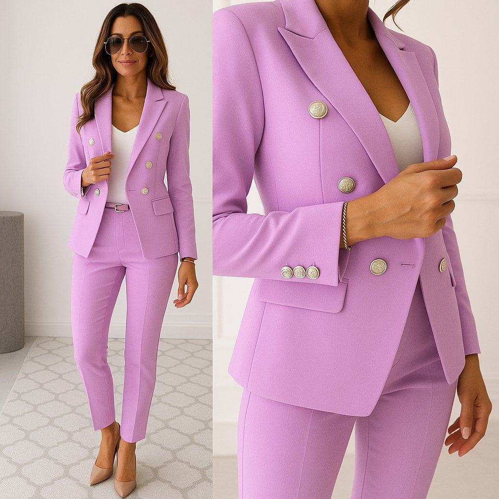 Matilda | Women's Slim-Fit Two-Piece Suit, Double-Breasted Blazer Suit | Everlasting Boutique