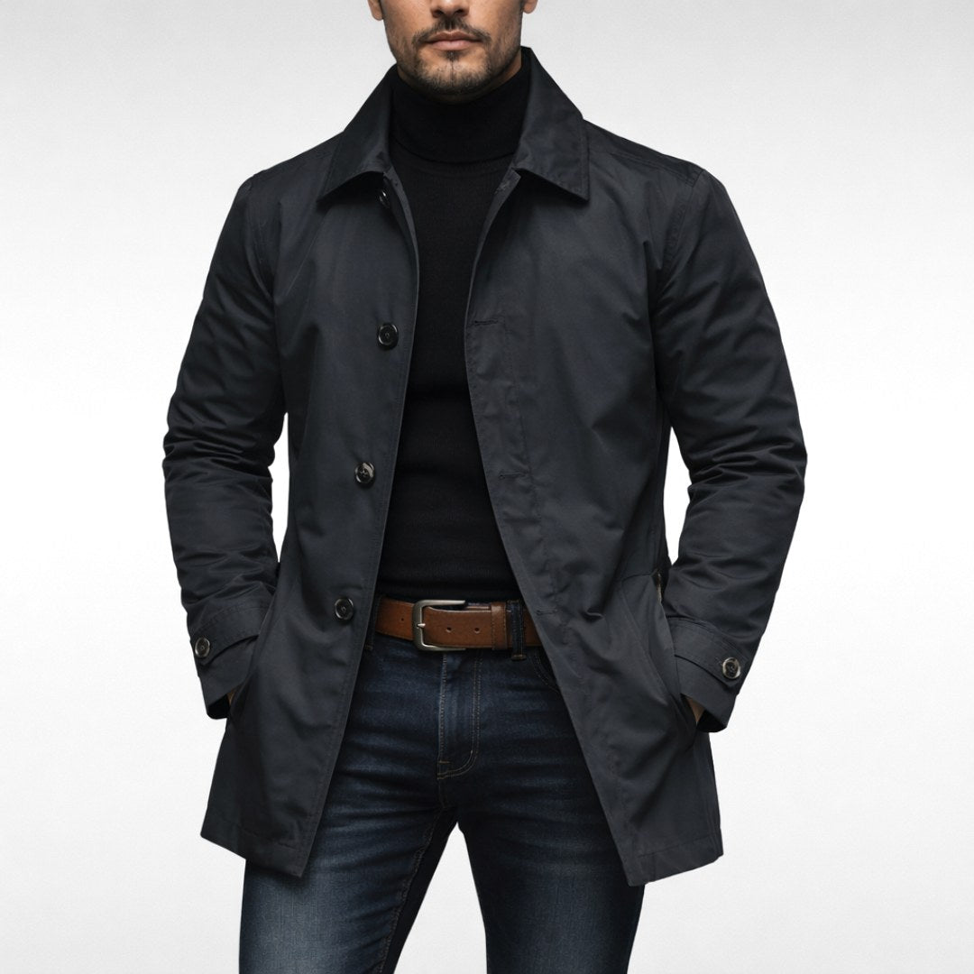 Matthias | Men's Jacket with Water-Resistant Surface, Modern Autumn Jacket | Everlasting Boutique | Navy Blue