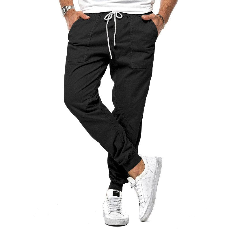 Max | Men's Slim-Fit Jogger Trousers, Drawstring Waist Casual Trousers | Everlasting Boutique | Black