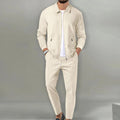 Maximilian | Men's Tracksuit with Zip-Up Jacket, Two-Piece Loungewear Set | Everlasting Boutique | Beige