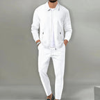 Maximilian | Men's Tracksuit with Zip-Up Jacket, Two-Piece Loungewear Set | Everlasting Boutique | Beige