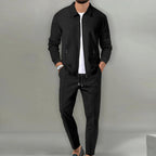 Maximilian | Men's Tracksuit with Zip-Up Jacket, Two-Piece Loungewear Set | Everlasting Boutique | Beige