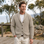 Michael | Men's Shawl Collar Cardigan with Button Front, Ribbed Knit Long Sleeve Cardigan | Everlasting Boutique