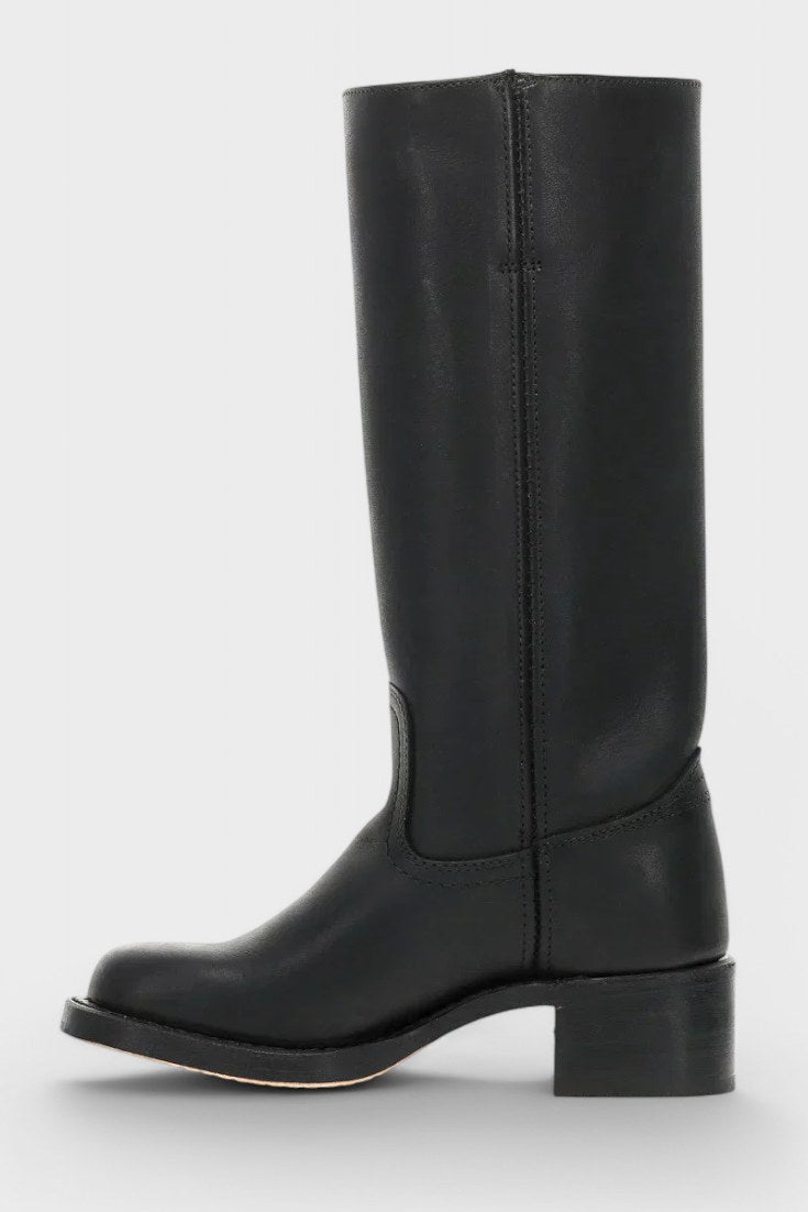 Millie | Women's Knee-High Leather Boots with Block Heel, Elegant Leather Boots | Everlasting Boutique