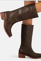 Millie | Women's Knee-High Leather Boots with Block Heel, Elegant Leather Boots | Everlasting Boutique