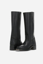 Millie | Women's Knee-High Leather Boots with Block Heel, Elegant Leather Boots | Everlasting Boutique