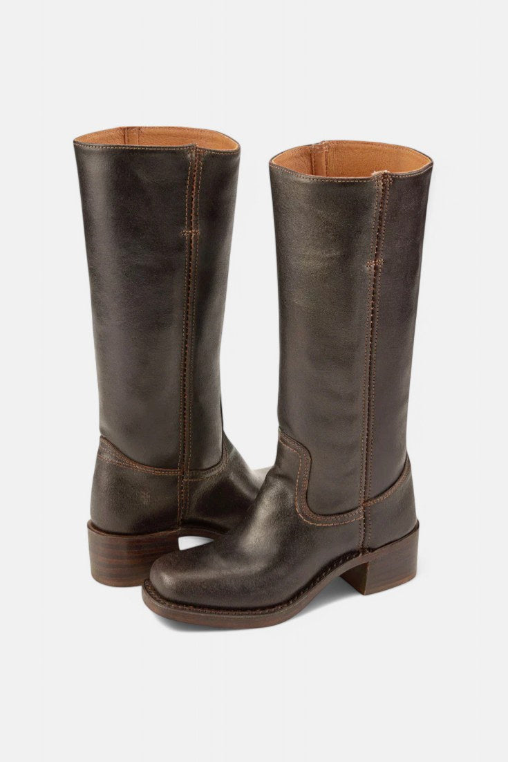 Millie | Women's Knee-High Leather Boots with Block Heel, Elegant Leather Boots | Everlasting Boutique