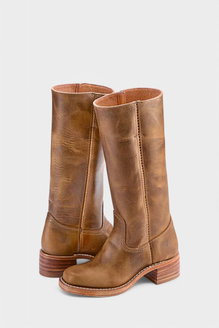 Millie | Women's Knee-High Leather Boots with Block Heel, Elegant Leather Boots | Everlasting Boutique