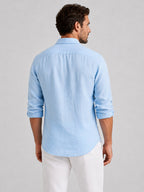 Mitchell | Men's Linen-Look Shirt, Relaxed Fit Button-Up | Everlasting Boutique | White