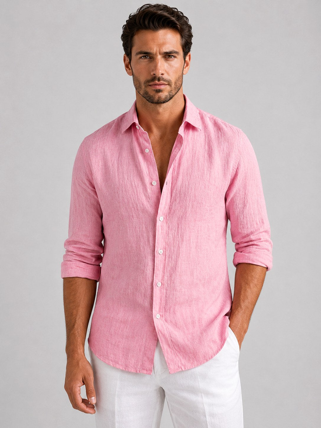 Mitchell | Men's Linen-Look Shirt, Relaxed Fit Button-Up | Everlasting Boutique