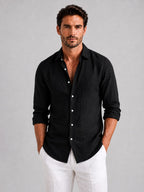 Mitchell | Men's Linen-Look Shirt, Relaxed Fit Button-Up | Everlasting Boutique