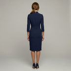 Molly | Women's Fitted Midi Dress with Belt and Three-Quarter Sleeves, V-Neck Midi Dress | Everlasting Boutique