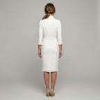 Molly | Women's Fitted Midi Dress with Belt and Three-Quarter Sleeves, V-Neck Midi Dress | Everlasting Boutique