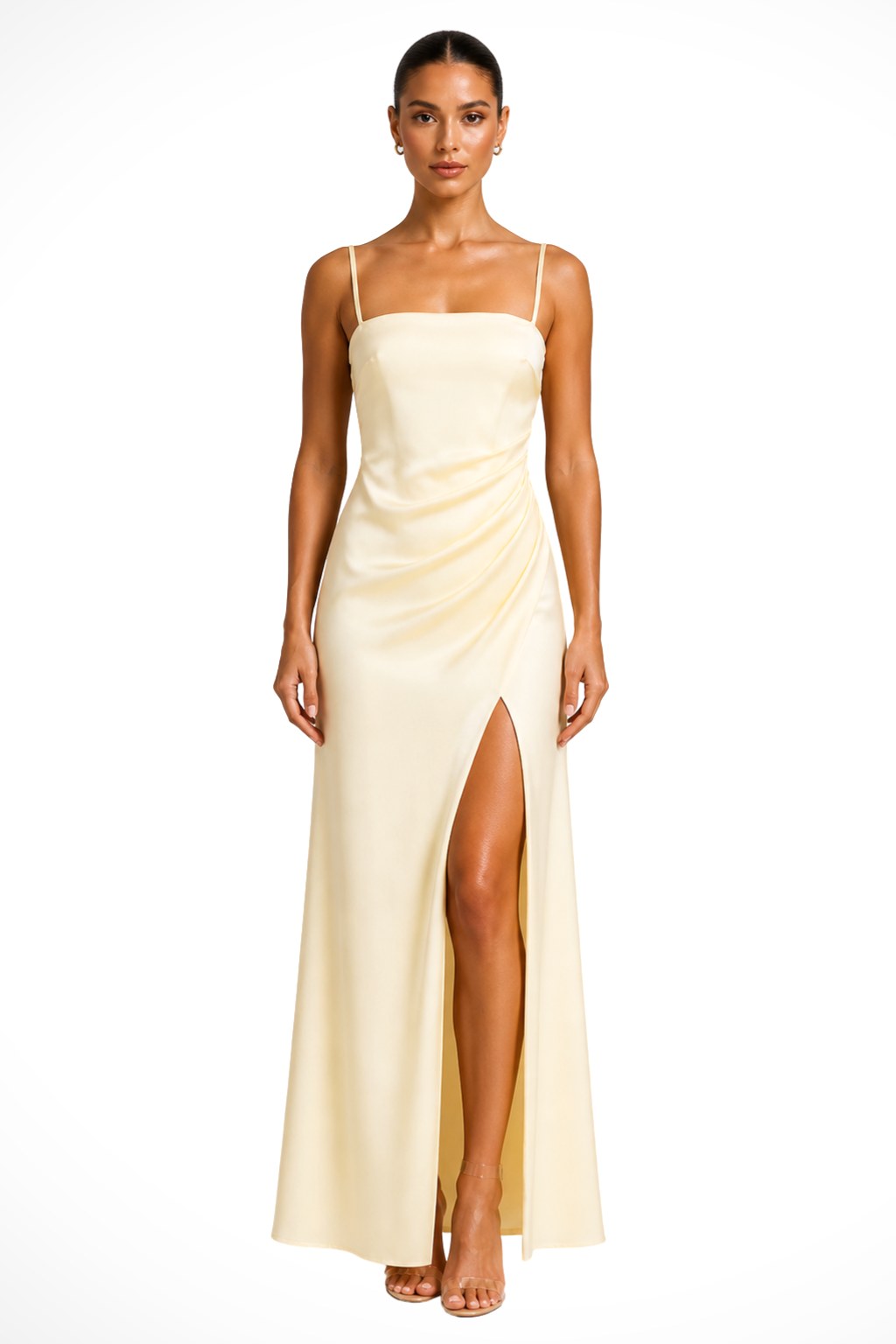 Naomi | Women's Satin Evening Dress with Side Split, Fitted Occasion Dress | Everlasting Boutique