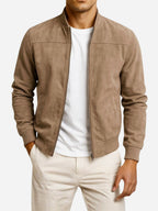 Nigel | Men's Suede-Textured Structured Jacket, Tailored Autumn Jacket | Everlasting Boutique | Brown