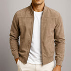 Nigel | Men's Suede-Textured Structured Jacket, Tailored Autumn Jacket | Everlasting Boutique | Blue
