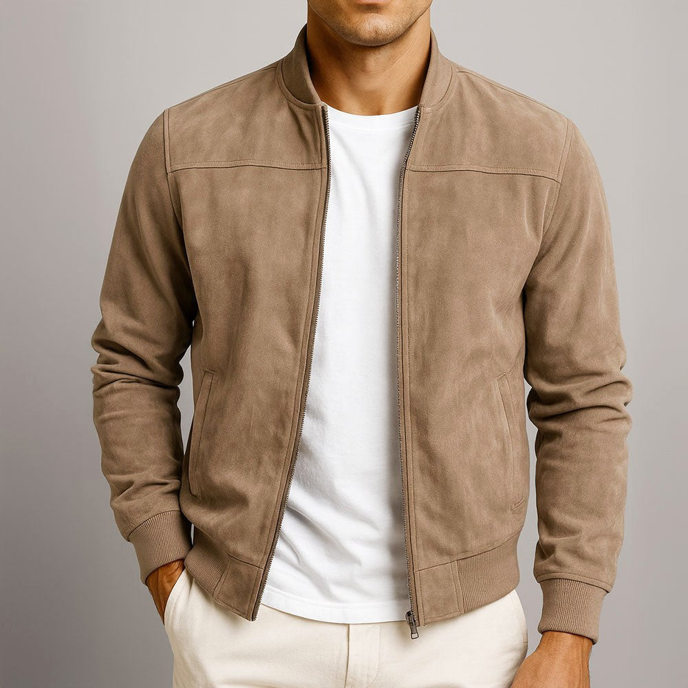 Nigel | Men's Suede-Textured Structured Jacket, Tailored Autumn Jacket | Everlasting Boutique | Blue