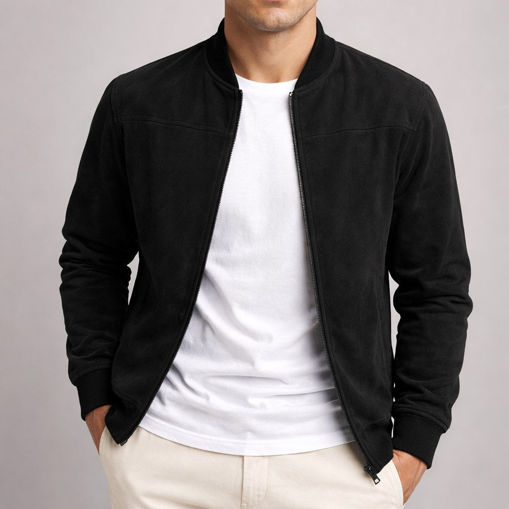 Nigel | Men's Suede-Textured Structured Jacket, Tailored Autumn Jacket | Everlasting Boutique