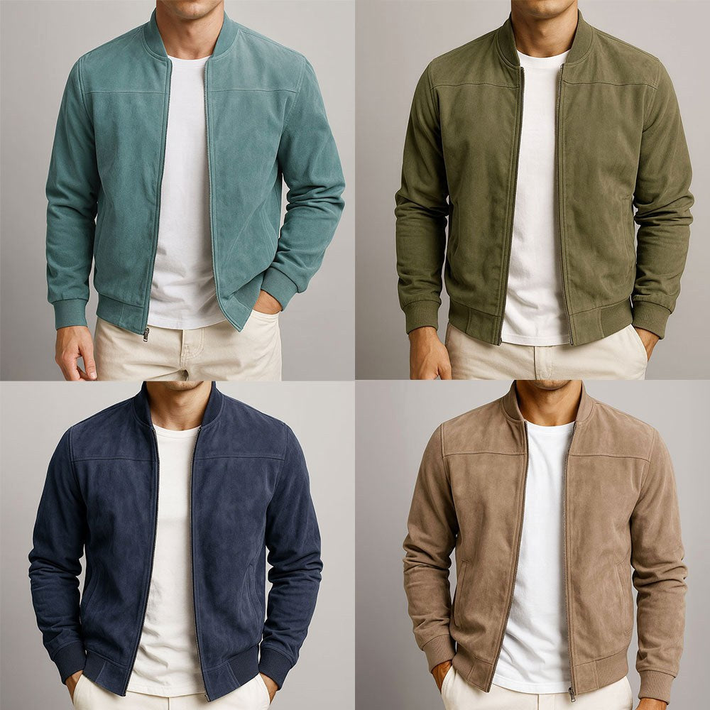 Nigel | Men's Suede-Textured Structured Jacket, Tailored Autumn Jacket | Everlasting Boutique