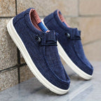 Niklas | Men's Canvas Loafers with Elastic Laces, Lightweight Slip-On Shoes | Everlasting Boutique | Navy Blue