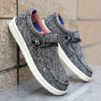 Niklas | Men's Canvas Loafers with Elastic Laces, Lightweight Slip-On Shoes | Everlasting Boutique | Navy Blue
