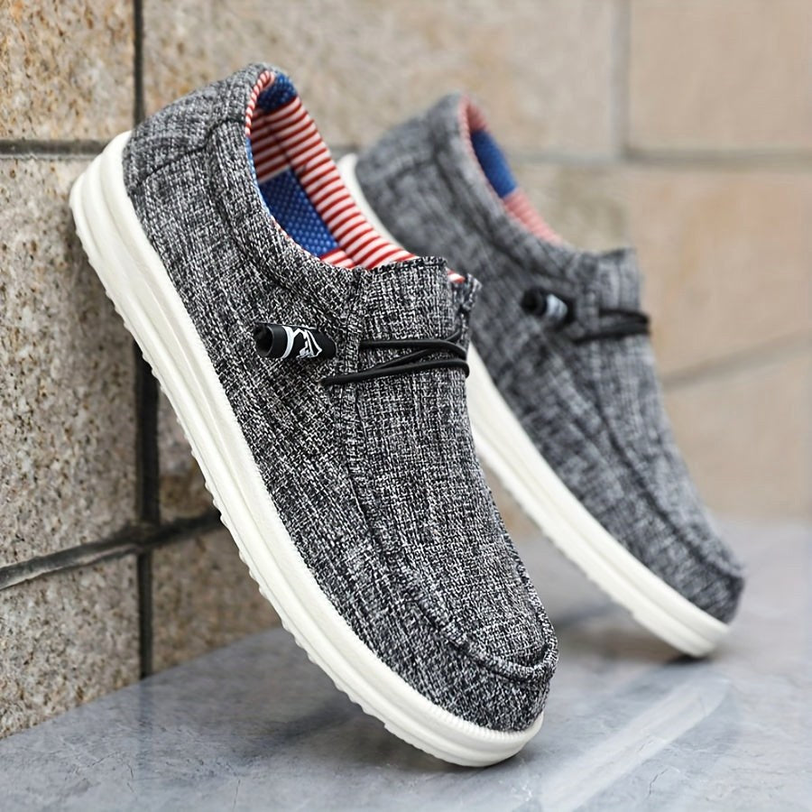 Niklas | Men's Canvas Loafers with Elastic Laces, Lightweight Slip-On Shoes | Everlasting Boutique | Navy Blue