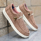Niklas | Men's Canvas Loafers with Elastic Laces, Lightweight Slip-On Shoes | Everlasting Boutique | Navy Blue