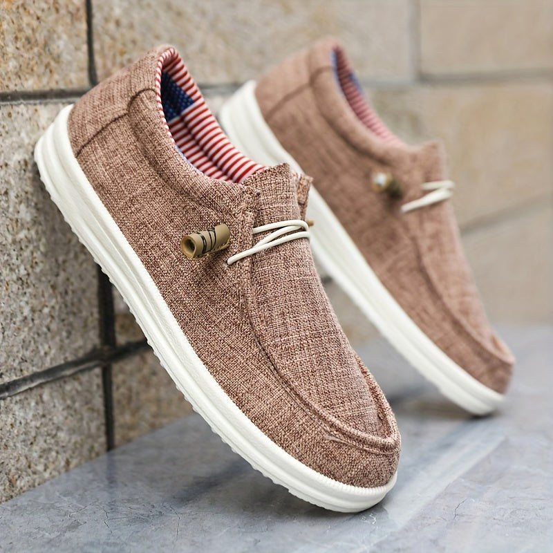 Niklas | Men's Canvas Loafers with Elastic Laces, Lightweight Slip-On Shoes | Everlasting Boutique | Navy Blue