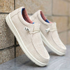 Niklas | Men's Canvas Loafers with Elastic Laces, Lightweight Slip-On Shoes | Everlasting Boutique | Navy Blue