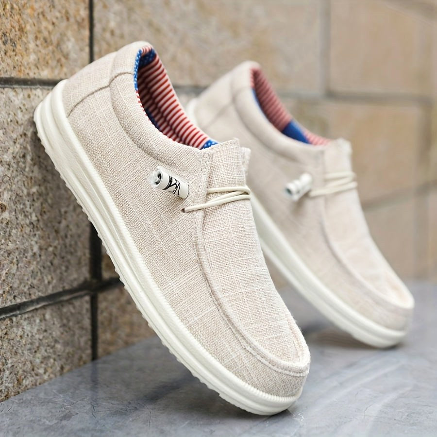 Niklas | Men's Canvas Loafers with Elastic Laces, Lightweight Slip-On Shoes | Everlasting Boutique | Navy Blue