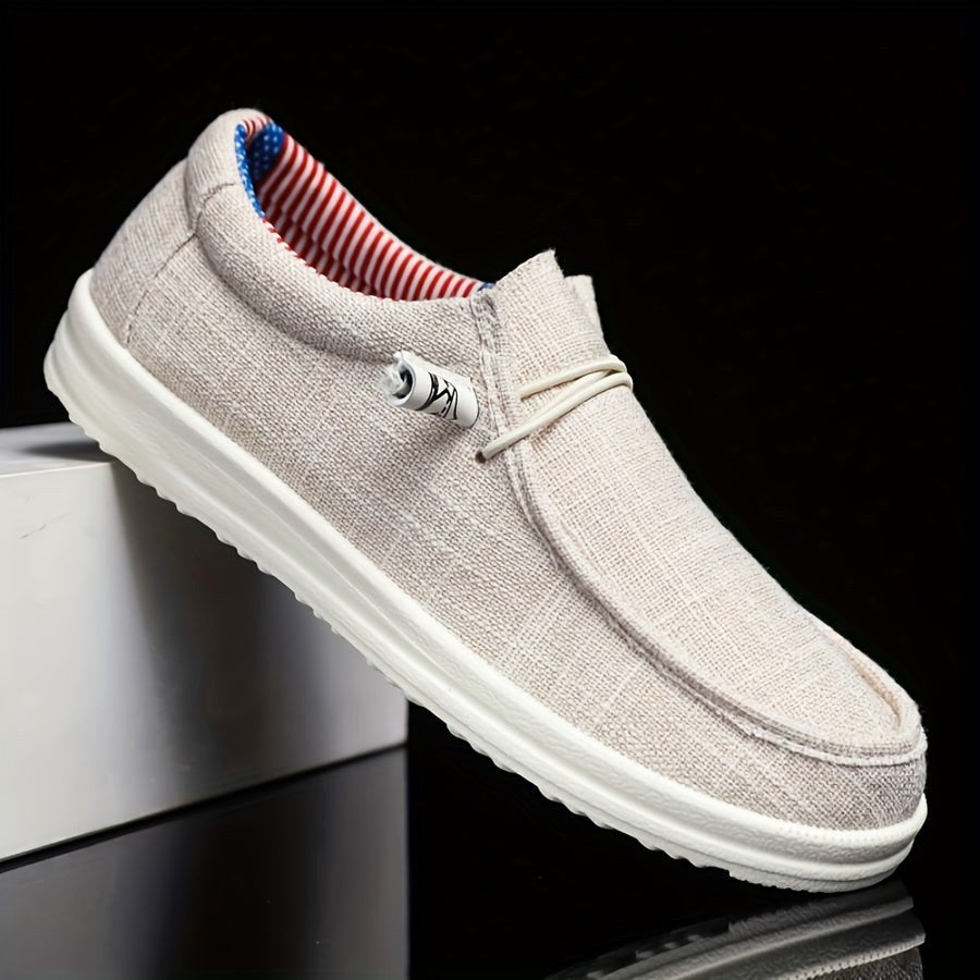 Niklas | Men's Canvas Loafers with Elastic Laces, Lightweight Slip-On Shoes | Everlasting Boutique | Navy Blue