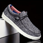 Niklas | Men's Canvas Loafers with Elastic Laces, Lightweight Slip-On Shoes | Everlasting Boutique | Navy Blue