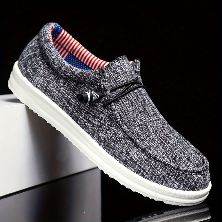 Niklas | Men's Canvas Loafers with Elastic Laces, Lightweight Slip-On Shoes | Everlasting Boutique | Navy Blue