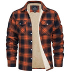 Noah | Men's Sherpa-Lined Plaid Jacket, Button-Front Autumn Jacket | Everlasting Boutique | Orange