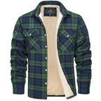 Noah | Men's Sherpa-Lined Plaid Jacket, Button-Front Autumn Jacket | Everlasting Boutique | Khaki