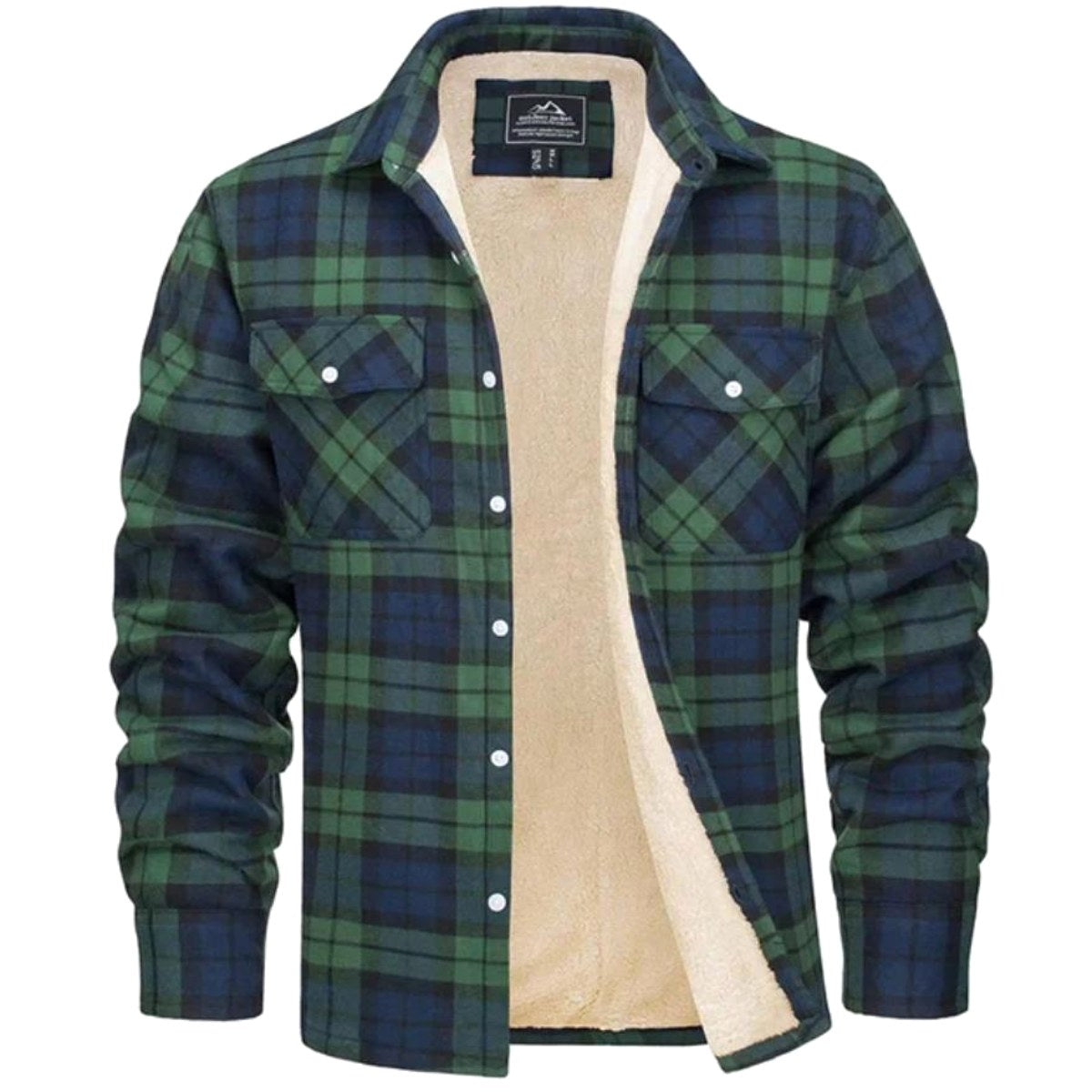 Noah | Men's Sherpa-Lined Plaid Jacket, Button-Front Autumn Jacket | Everlasting Boutique | Khaki