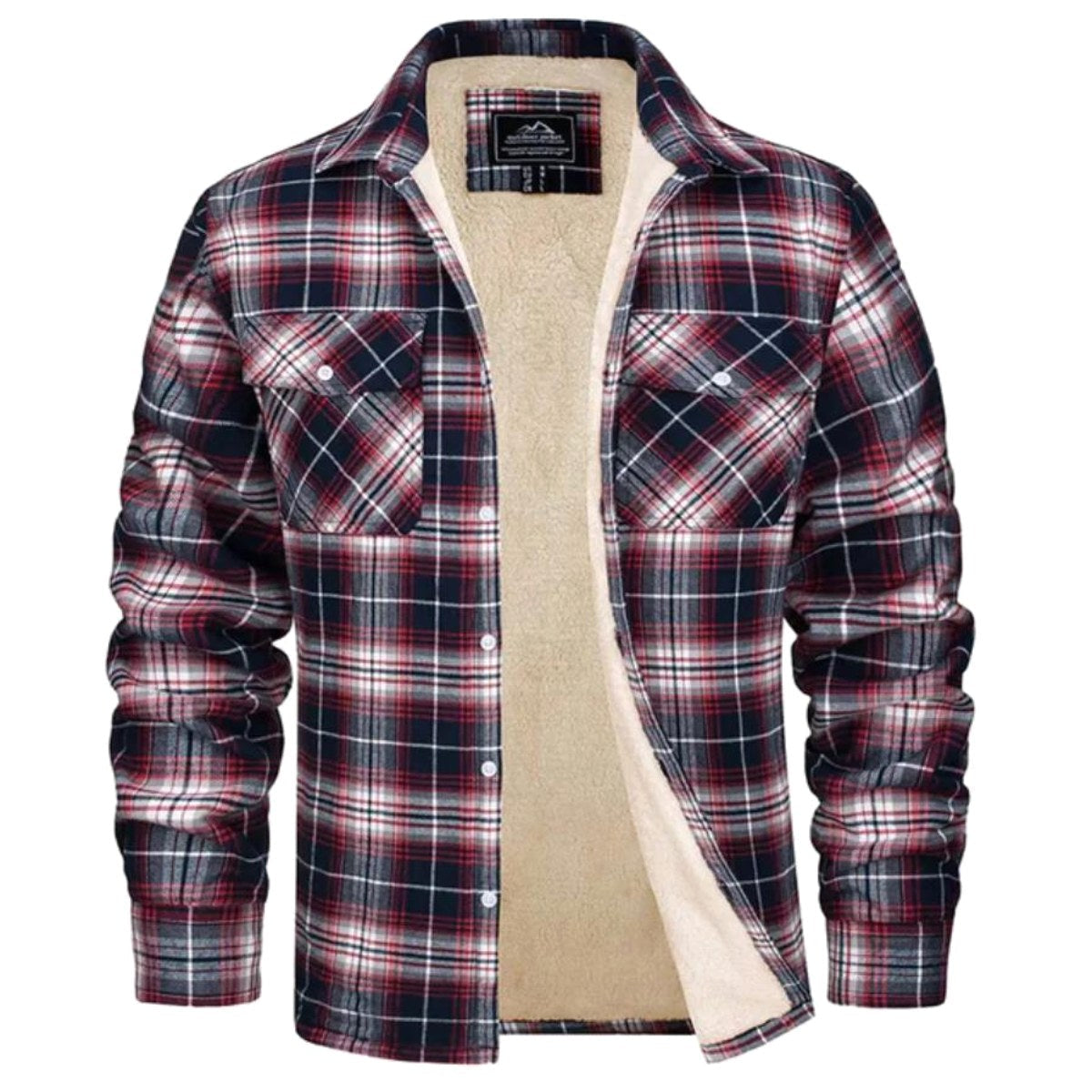 Noah | Men's Sherpa-Lined Plaid Jacket, Button-Front Autumn Jacket | Everlasting Boutique | Navy Blue