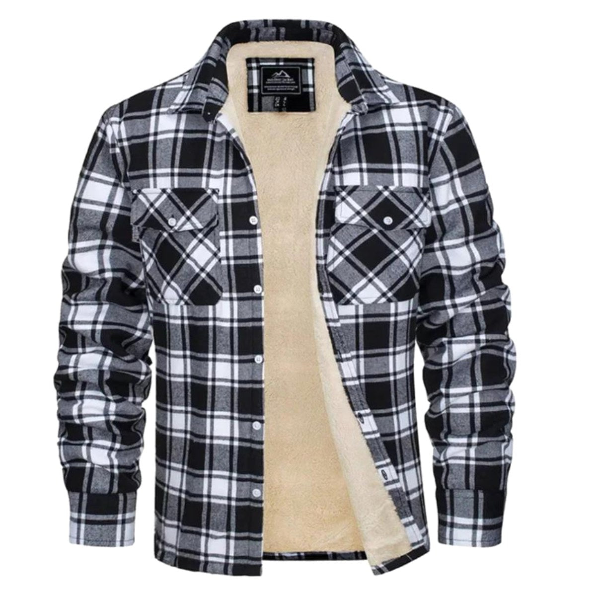 Noah | Men's Sherpa-Lined Plaid Jacket, Button-Front Autumn Jacket | Everlasting Boutique | Blue-gray