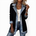 Noelle | Women's Hybrid Knit-Denim Jacket, Relaxed Button-Front Jacket | Everlasting Boutique