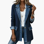 Noelle | Women's Hybrid Knit-Denim Jacket, Relaxed Button-Front Jacket | Everlasting Boutique