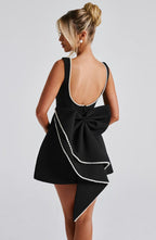 Noemie | Women's A-Line Mini Dress with Pearl Trim, Elegant Autumn Dress | Everlasting Boutique