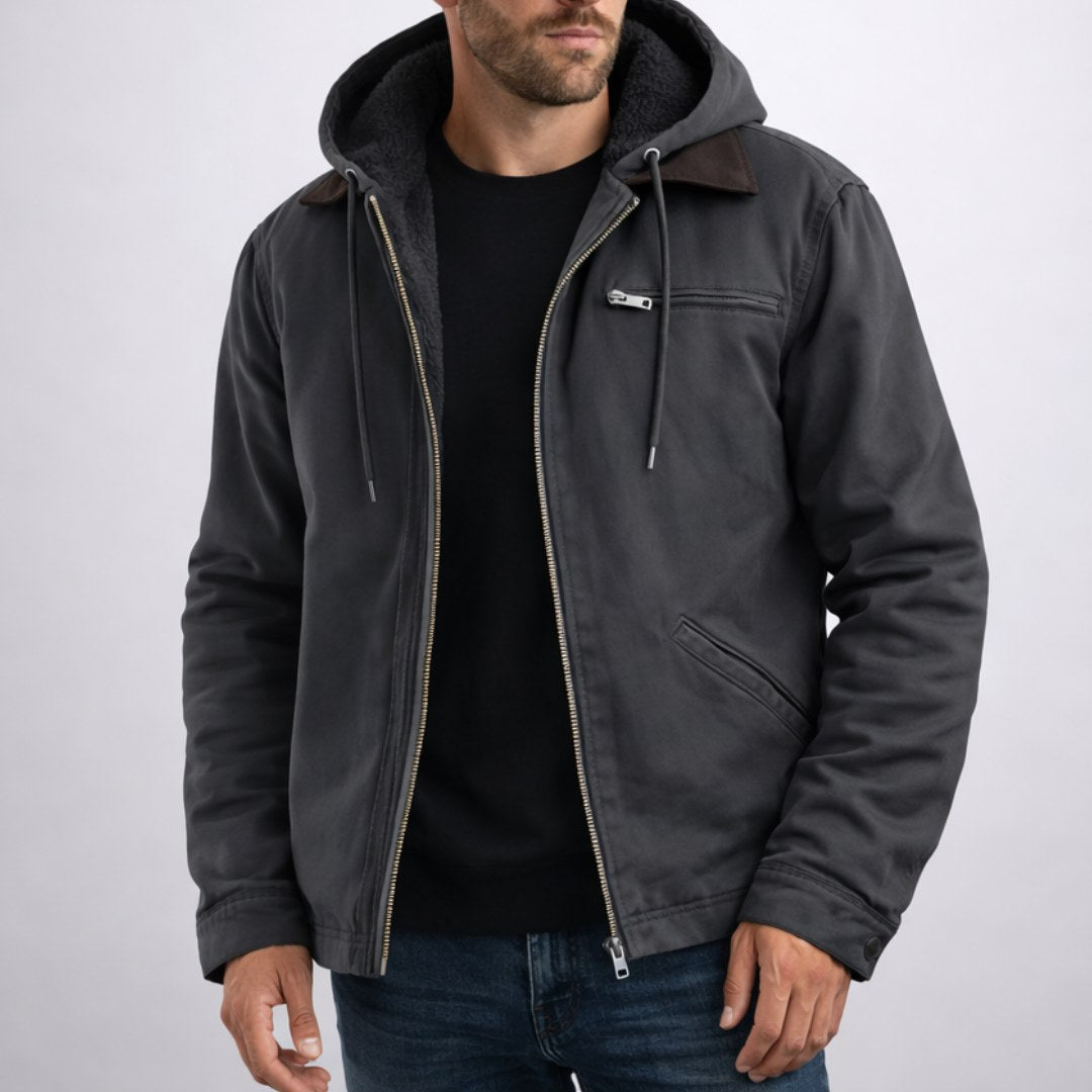 Nolan | Men's Hooded Lined Jacket, Comfortable Everyday Jacket | Everlasting Boutique | Grey
