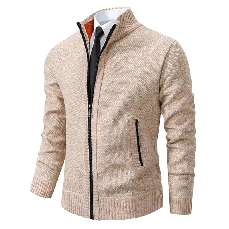 Norbert | Men's Zip-Up Cardigan, Lightweight Autumn Cardigan | Everlasting Boutique | Beige