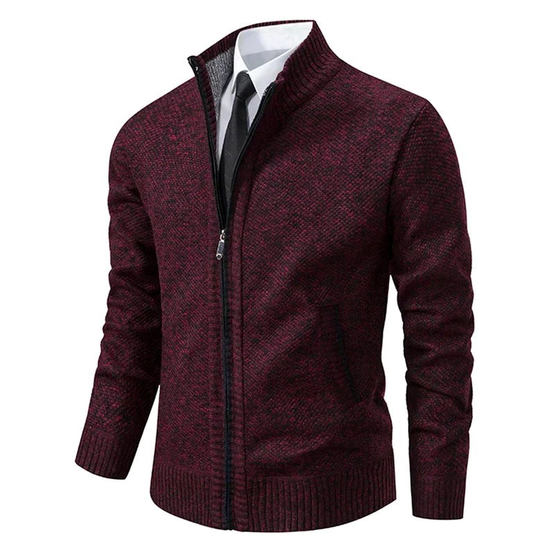 Norbert | Men's Zip-Up Cardigan, Lightweight Autumn Cardigan | Everlasting Boutique | Red