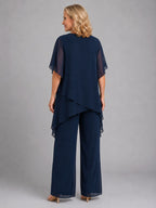 Olive | Women's Chiffon Two-Piece Set, Wide-Leg Trousers Lounge Set | Everlasting Boutique | Pink